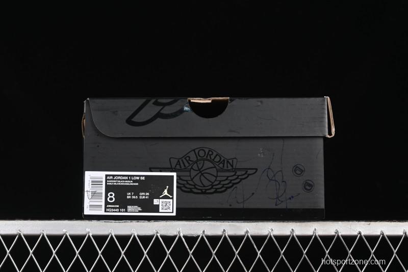 Nike Air Jordan 1 Low Retro Basketball Shoes in Soft Beige with Black Logo Accent - HQ3440-101