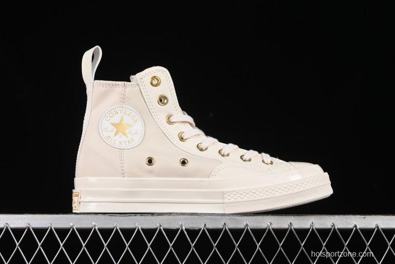 Converse Chuck 70s High Top Casual Sneakers with Cream Cloud and Gold Accents - A08232C