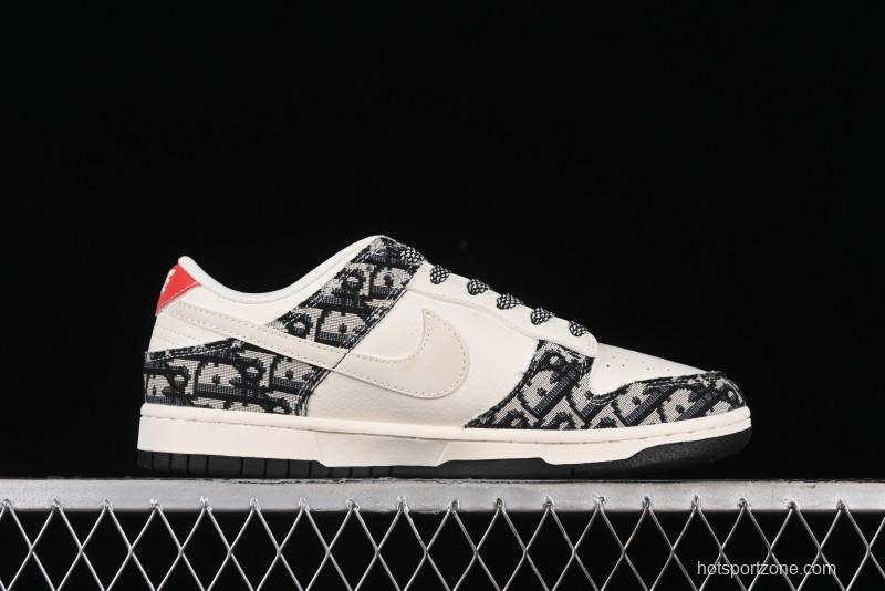 Nike SB Dunk Low Dior Collaboration - Black Grey Pattern Anniversary High-End Custom Low-Top Casual Sneakers - XY1688-010