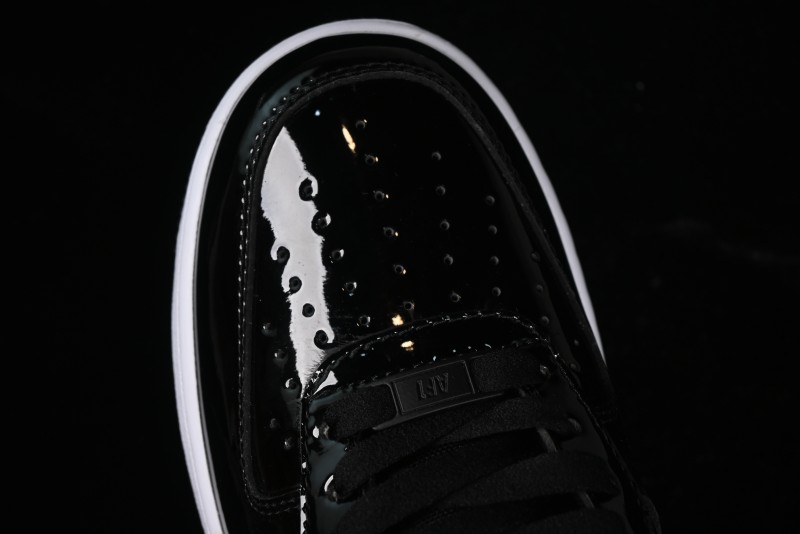 Nike Air Force 1 '07 Low Patent Leather All Black Casual Sneakers - AH6827-001