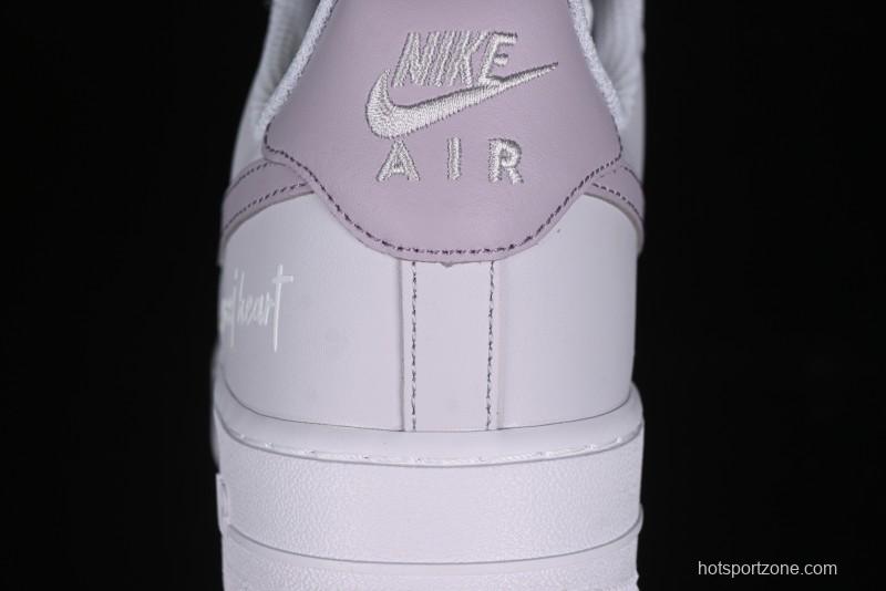 Nike Air Force 1 '07 Low Casual Sneakers with Anime-Inspired Light Gray Purple Spray Paint Design - DY8899-004