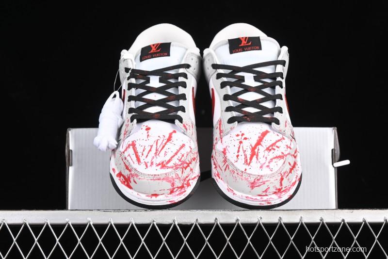 Nike SB Dunk Low Casual Skate Shoes - Anniversary Custom Edition in White/Grey/Black - LW1818-103