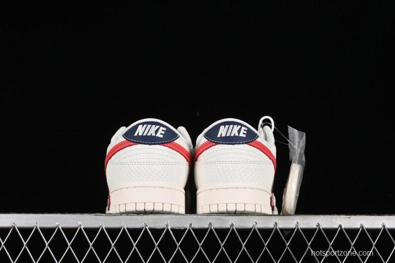 Nike SB Dunk Low Supreme Collaboration - White Dragon Scale Anniversary Custom Low-Top Casual Skate Shoes - BB8685-101