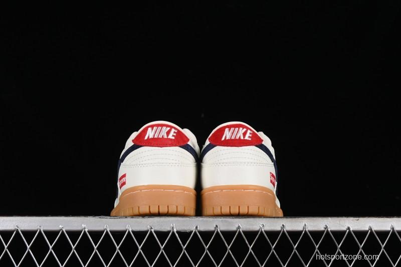 Nike SB Dunk Low Supreme Collaboration - Off White Gum Anniversary Customized Low-Top Casual Skate Shoes - JH8310-945
