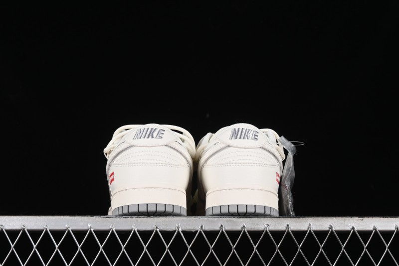 Nike SB Dunk Low Supreme Collaboration - Beige White Fox Lettering Anniversary High-End Custom Low-Top Casual Skate Shoes - JJ5688-106