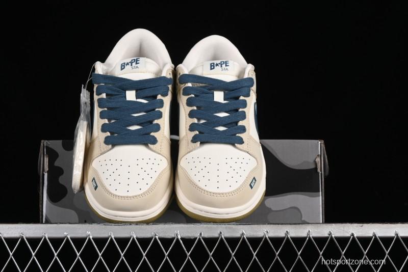 Nike SB Dunk Low Bape Collaboration - Beige Blue Anniversary Custom Low-Top Casual Sneakers CF3688-011