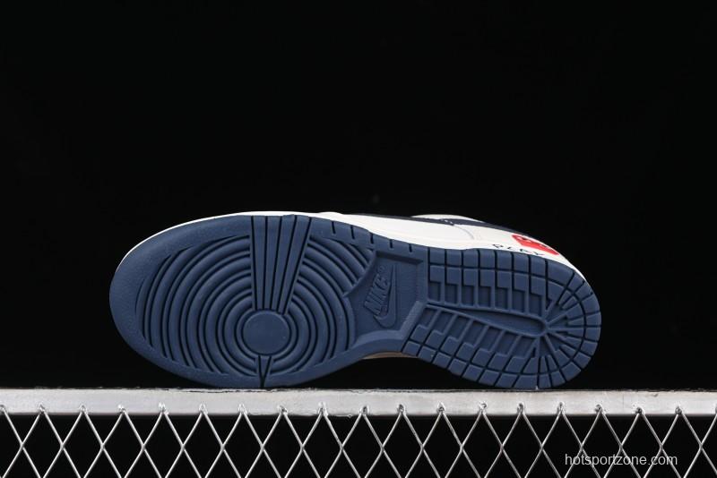 Nike SB Dunk Low Comme des Garcons Collaboration - Off-White Blue Swoosh Anniversary Custom Low-Top Casual Sneakers - KK1888-008