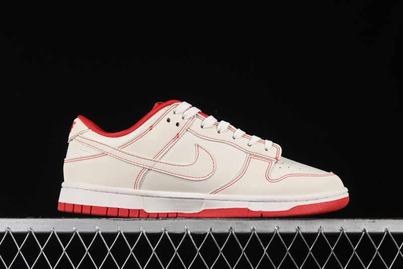 Nike SB Dunk Low Comme des Garcons Collaboration - Off-White Small Red Hook Anniversary High-End Custom Low-Top Casual Skate Shoes - KK1688-100
