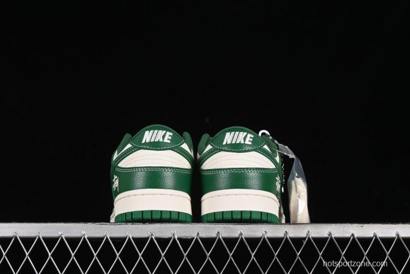 Nike SB Dunk Low Stussy Collaboration - Dark Green Anniversary Custom Low-Top Casual Skate Shoes - BB9898-005