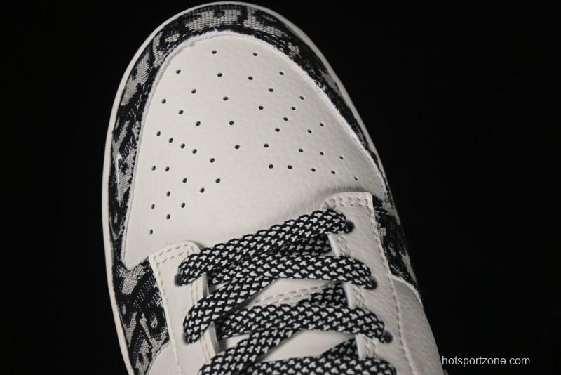 Nike SB Dunk Low Dior Collaboration - Black Grey Pattern Anniversary High-End Custom Low-Top Casual Sneakers - XY1688-010