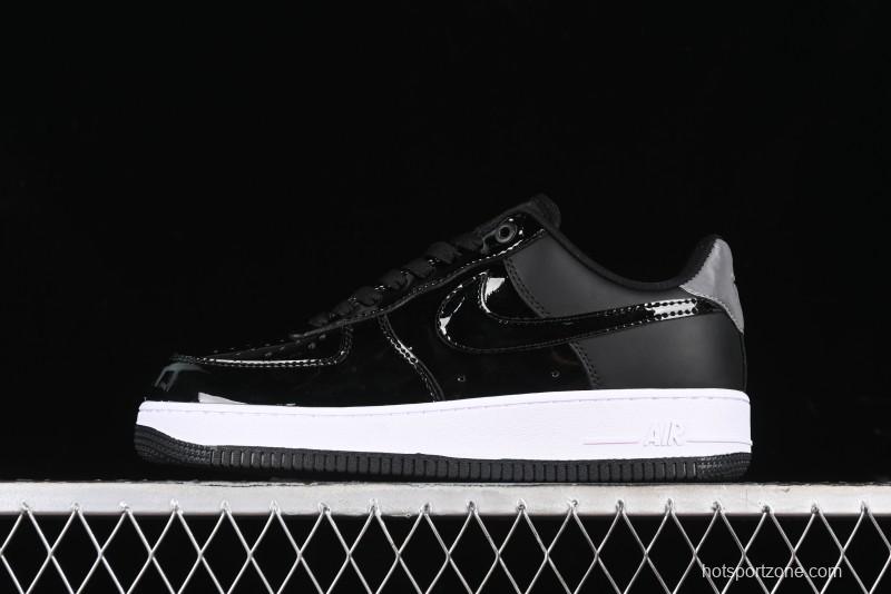 Nike Air Force 1 '07 Low Patent Leather All Black Casual Sneakers - AH6827-001