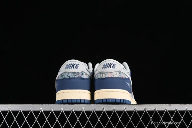 Nike SB Dunk Low CLOT Collaboration - Gray Blue Knit Anniversary Custom Low-Top Casual Skate Shoes - JH8310-950