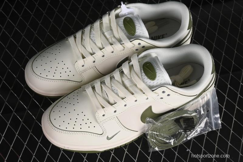 Nike SB Dunk Low Supreme Collaboration - Off White Dark Green Check Anniversary High-End Custom Low-Top Casual Skate Shoes - DQ1098-393
