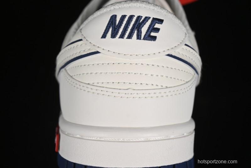 Nike SB Dunk Low Supreme Collaboration - Off White Navy Swoosh Anniversary Custom Low-Top Casual Skate Shoes - DJ2024-013