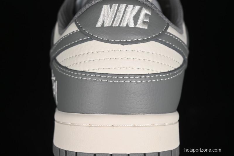 Nike SB Dunk Low Stussy Collaboration - Midnight Grey Anniversary Custom Low-Top Casual Skate Shoes - BB9898-007