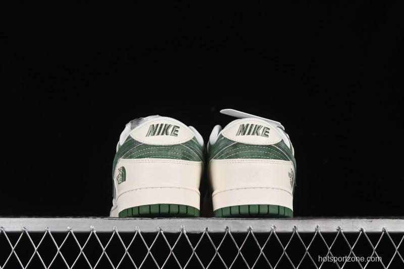Nike SB Dunk Low The North Face Collaboration - Pig Leather Green Swoosh Anniversary Custom Low-Top Casual Skate Shoes - DQ1098-511