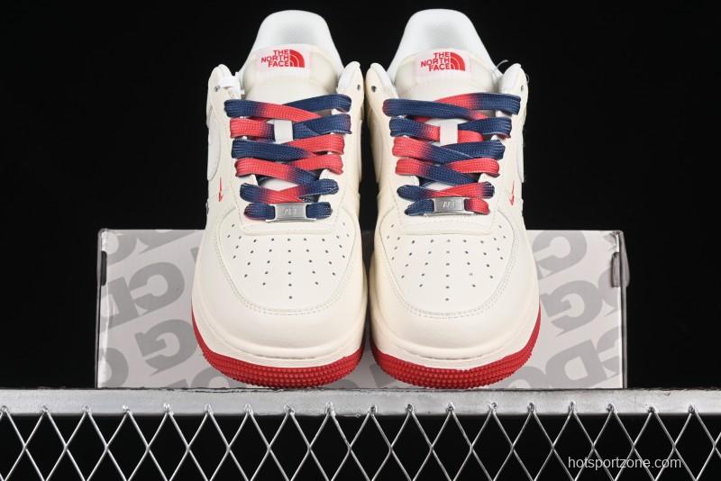Nike Air Force 1 '07 Low The North Face Collaboration - White Red Blue Color Block Low-Top Casual Sneakers - XZ6188-010