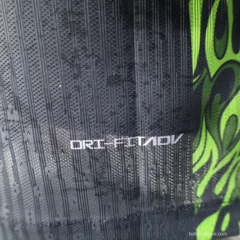 Player Version 2025 Brazil Dark Grey with Neon Green Flame Jersey