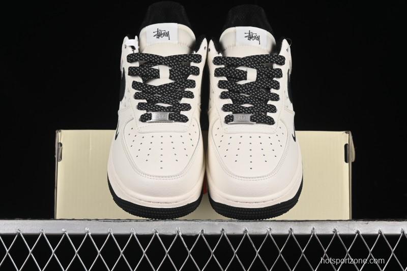 Nike Air Force 1 '07 Low Stussy Collaboration - White Black Low-Top Casual Sneakers - XZ3328-001