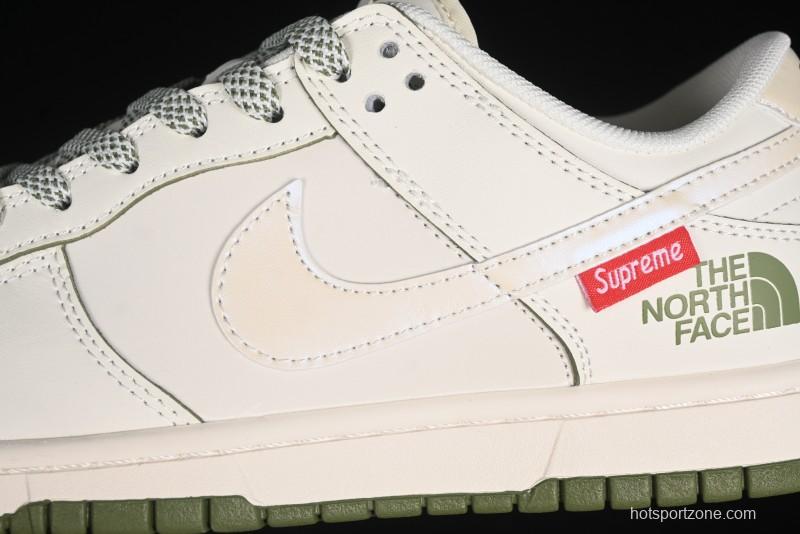 Nike SB Dunk Low Supreme The North Face Collaboration - Beige Green Reflective Swoosh Anniversary Custom Edition Low-Top Casual Skate Shoes - XX2025-638