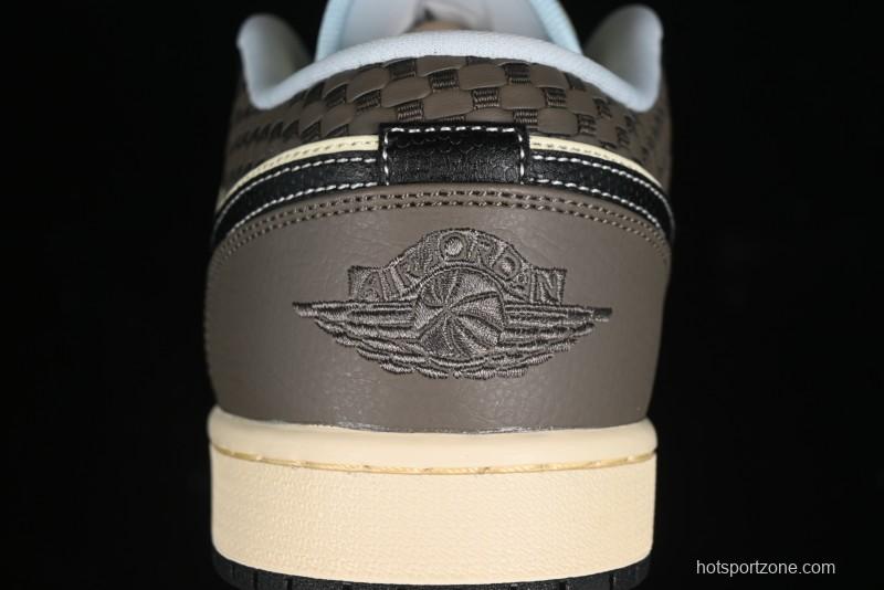 Nike Air Jordan 1 Low "Coconut Milk Black" Casual Basketball Shoes with Contrast Swoosh - HQ3437-101