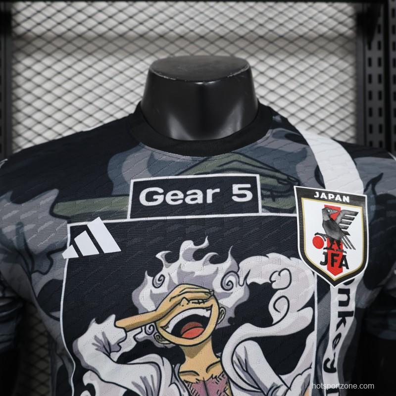 Player Version 2025 Japan National Team Black with One Piece Gear 5 Luffy Design Jersey