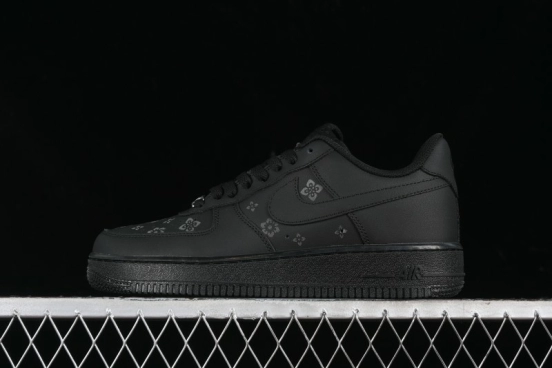 Nike Air Force 1 '07 Low LV Custom All Black Casual Sneakers - 315122-101