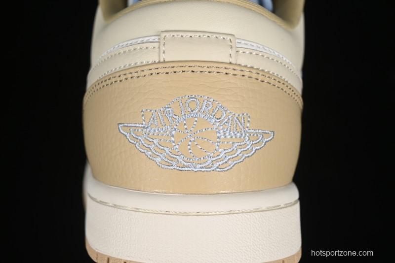 Nike Air Jordan 1 Low OG AJ1 Retro Basketball Shoes in White and Brown - HQ4186-111