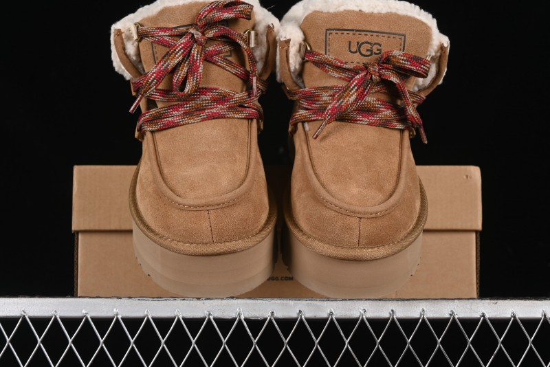 UGG Classic Mini II Fur Lace-Up Platform Short Boots with Treadlite Outsole - 1143954