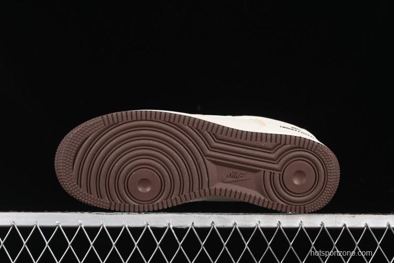 Nike Air Force 1 '07 Low UN Collaboration Casual Sneakers in Off-White with Yellow Stitch - KK3333-002