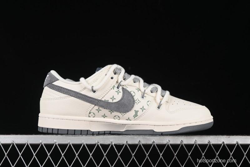 Nike SB Dunk Low Violent Bear Series - Lace-Up Beige with Grey Check - Anniversary Custom Edition Low-Top Casual Skate Shoes - SJ2068-289
