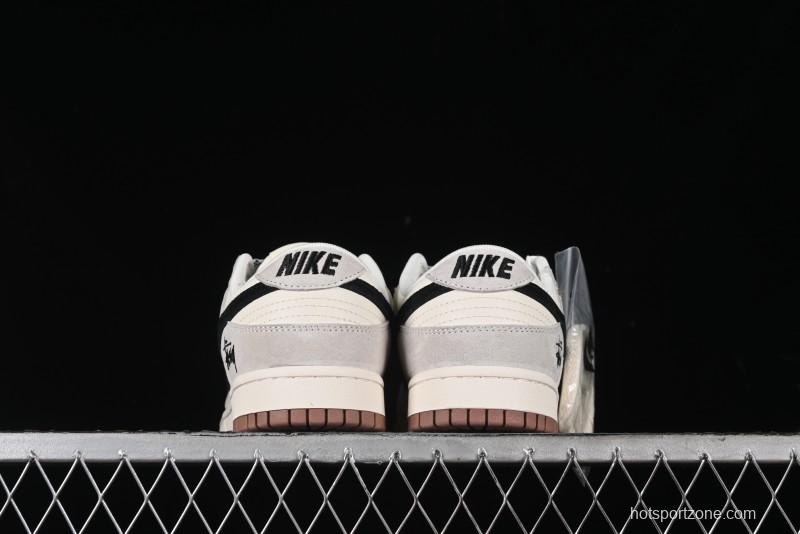 Nike SB Dunk Low Stussy Collaboration - Grey Black Checkerboard Gum Sole Anniversary Custom Low-Top Casual Skate Shoes - CF3688-031