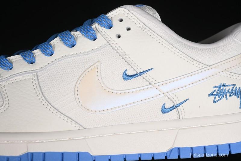 Nike SB Dunk Low Stussy Series - Woven Colorful White Swoosh Anniversary Custom Low-Top Casual Skate Shoes - KK1888-014