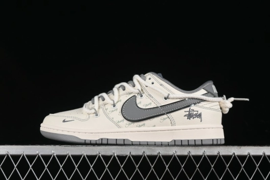 Nike SB Dunk Low Stussy Bandana Grey Check Anniversary Custom Low-Top Casual Skate Shoes - SJ2068-310