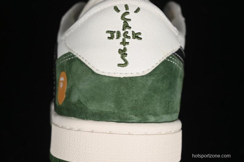 Nike Travis Scott x Fragment Design x Air Jordan 1 Low OG SP AJ1 Bape Collaboration - Jungle Green Low Top Casual Sneakers - XY2688-107