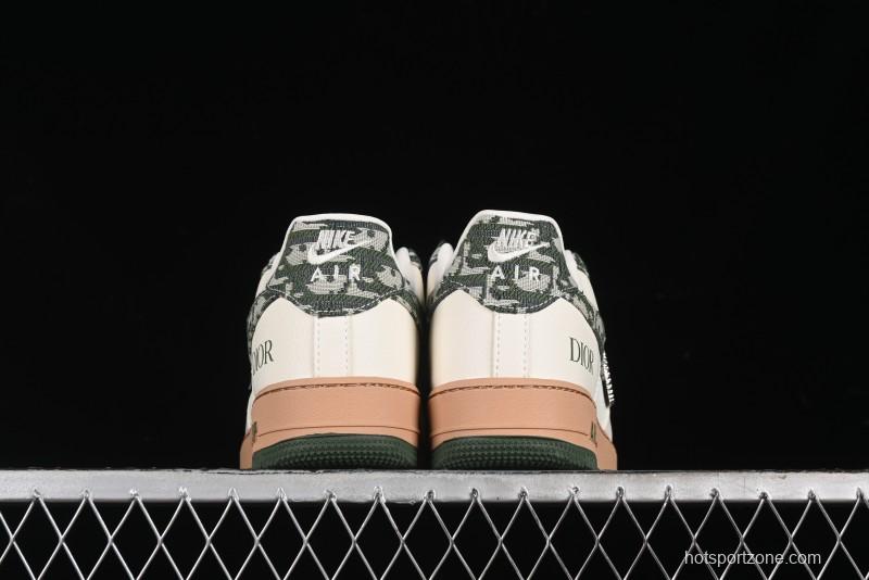Nike Air Force 1 '07 Low Dior Collaboration - Beige Green Swoosh Low-Top Casual Sneakers - KK1988-010