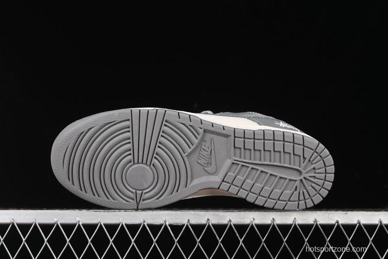 Nike SB Dunk Low Stussy Collaboration - Midnight Grey Anniversary Custom Low-Top Casual Skate Shoes - BB9898-007