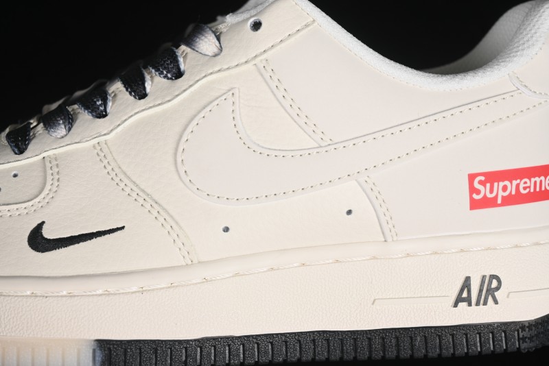 Nike Air Force 1 '07 Low Supreme Collaboration - White Black Two-Tone Low-Top Casual Sneakers - BB7577-217