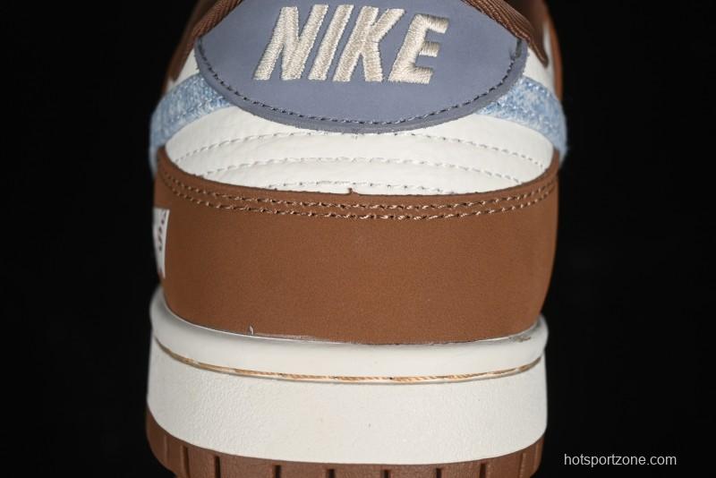 Nike SB Dunk Low Levi's Collaboration - White Grey Brown Anniversary Customized Low-Top Casual Sneakers - JH8310-958