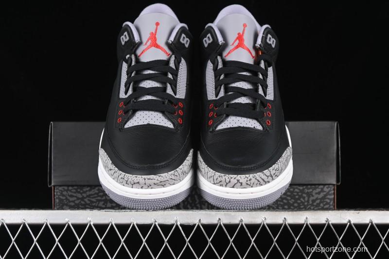 Nike Air Jordan 3 Retro Black Cement Sneakers with Visible Air Cushion - DN3707-010