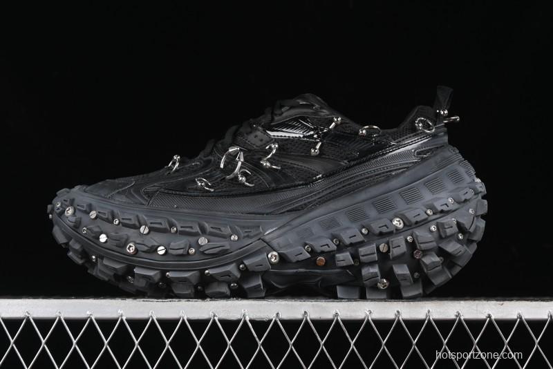 Balenciaga Defender Rubber Platform Sneakers Low-Top Combat Outdoor Shoes with Studded Design and Exaggerated Tire Tread Sole - W2RAG1081