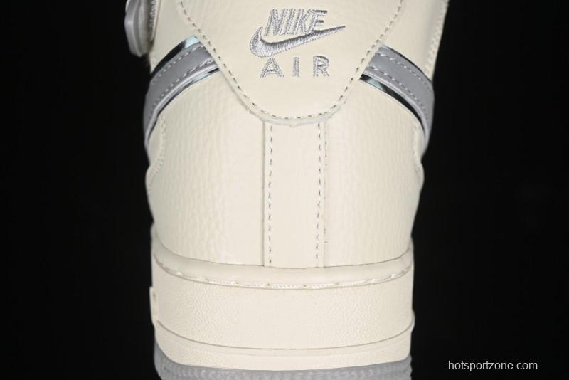 Nike Air Force 1 '07 Mid Casual Sneakers in Light Grey with 3M Reflective Details and Crystal Outsole - XL0236-232