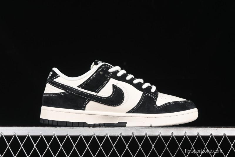 Nike SB Dunk Low Stussy Collaboration - Black White Marking Line Anniversary High-End Custom Low-Top Casual Sneakers - BB9898-008