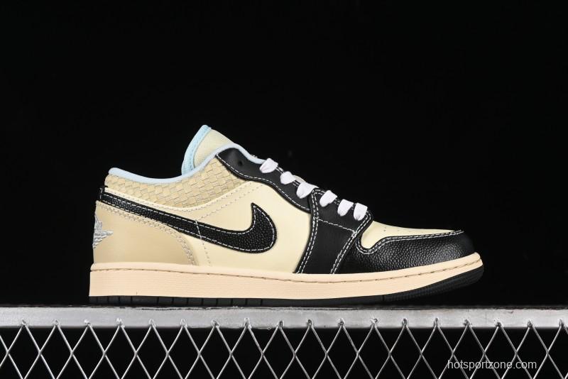 Nike Air Jordan 1 Low "Coconut Milk Black" Casual Basketball Shoes with Contrast Swoosh - HQ3437-101