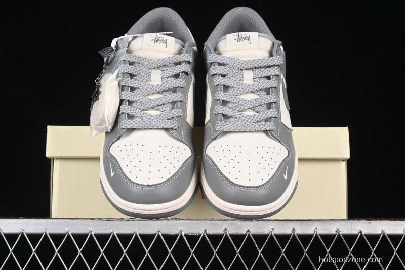 Nike SB Dunk Low Stussy Collaboration - Midnight Grey Anniversary Custom Low-Top Casual Skate Shoes - BB9898-007