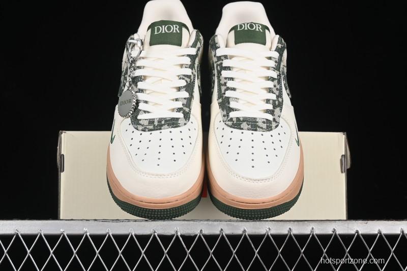 Nike Air Force 1 '07 Low Dior Collaboration - Beige Green Swoosh Low-Top Casual Sneakers - KK1988-010