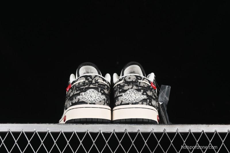 Nike Air Jordan 1 Low AJ1 Dior Collaboration - White Black Red Label Retro Basketball Shoes - SJ9950-036