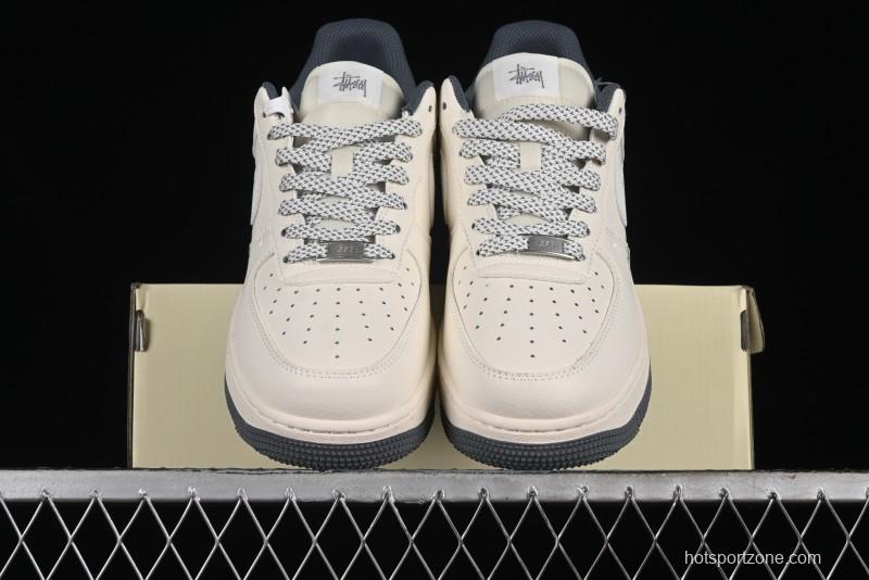 Nike Air Force 1 '07 Low Stussy Collaboration - Light Grey Double Swoosh Casual Sneakers - XZ6188-012