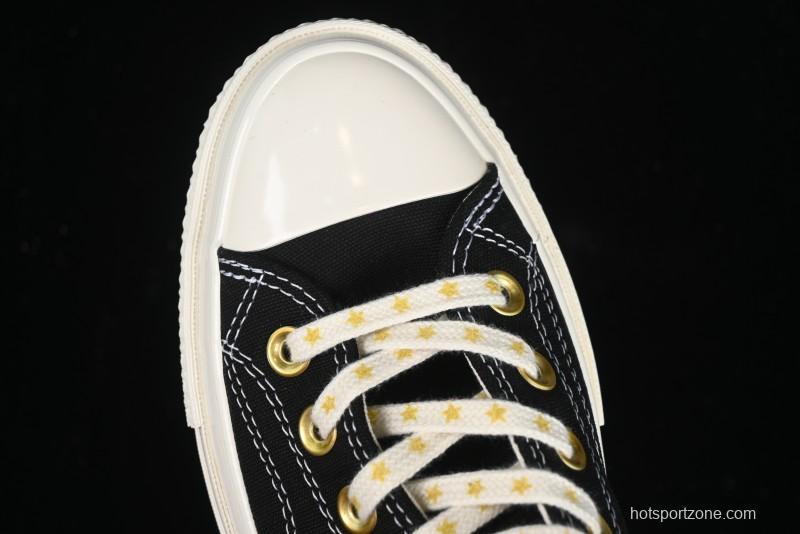 Converse Chuck 1970s High-Top Sneakers with Gold Star Accents and Classic Black & White Design - A12462C