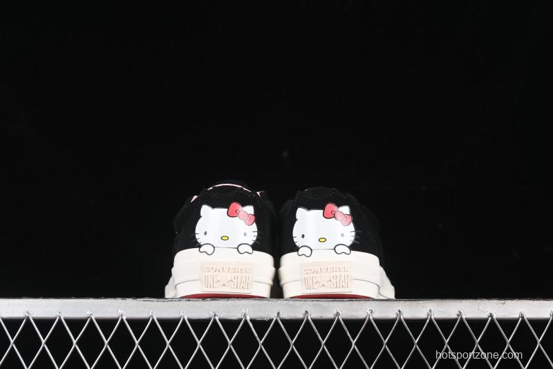 Converse One Star Hello Kitty Collaboration Low-Top Casual Sneakers with Embroidered Bow - 362940C